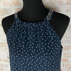 Calvin Klein Royal Blue Polka Dot Cutaway Halter Top